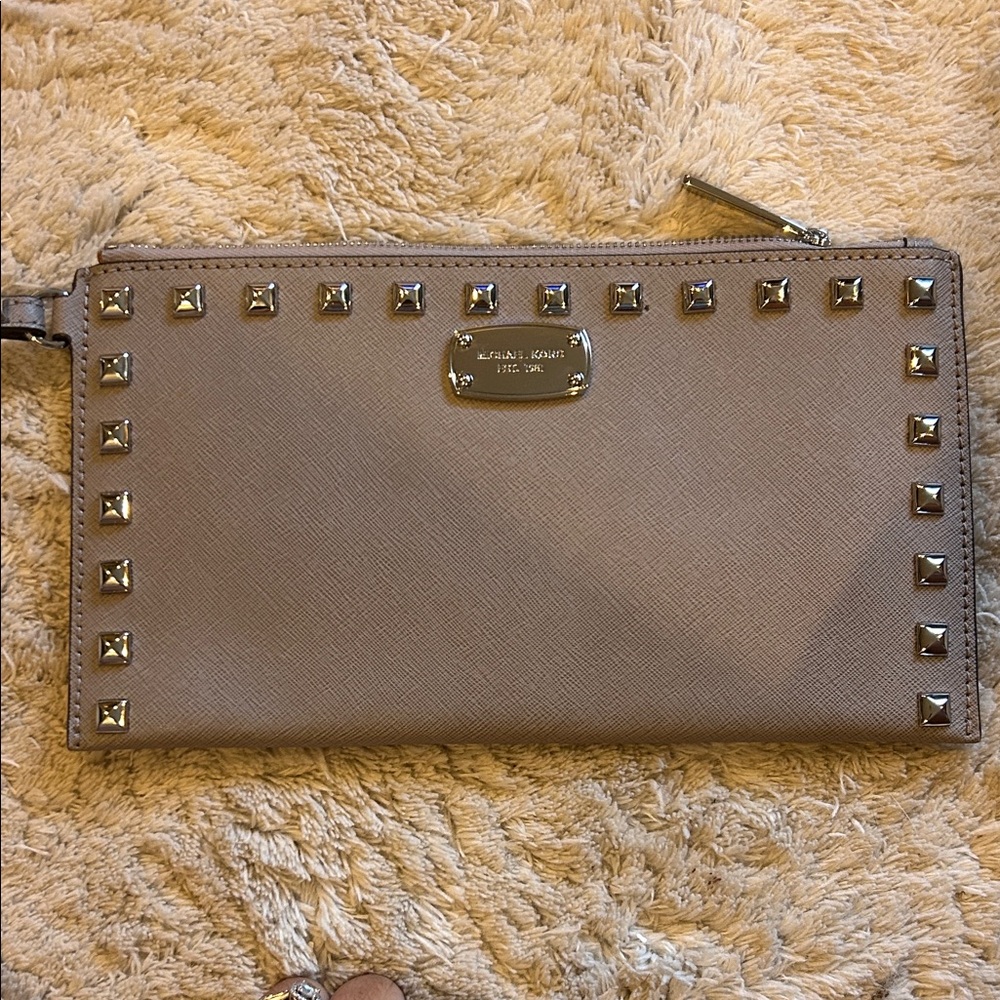 Michael Kors Gray Wristlet with Silver studded Accents